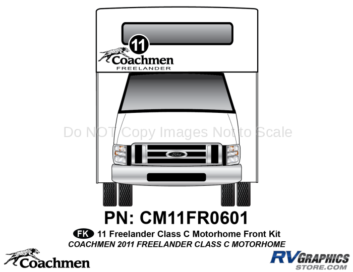 1 Piece 2011 Freelander Motorhome Front Graphics Kit