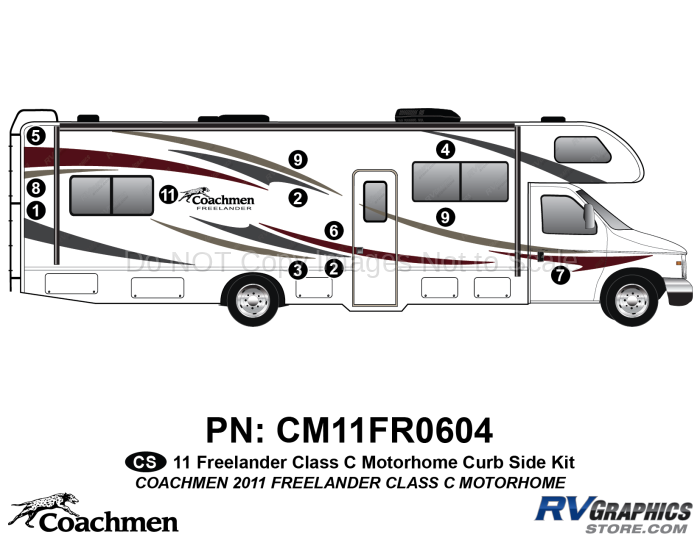 12 Piece 2011 Freelander Motorhome Curbside Graphics Kit