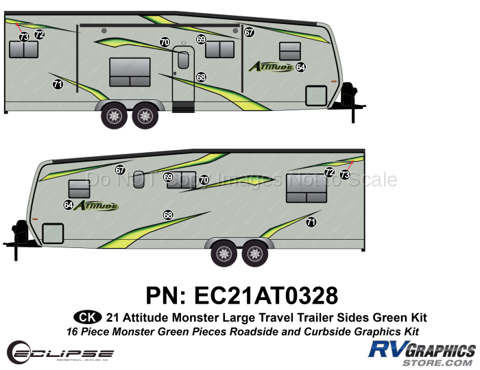 16 Piece Racing Green Pieces Roadside and Curbside Graphics Kit