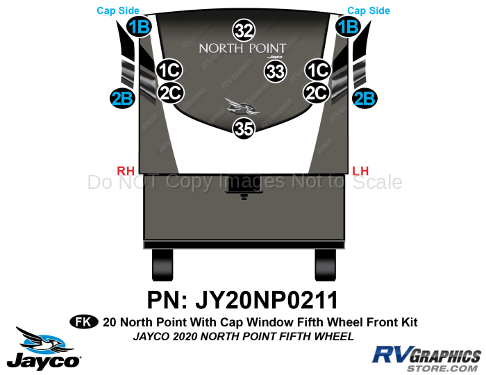11 Piece 2020 North Point Fifth Wheel WITH Window Cap Complete Graphics Kit