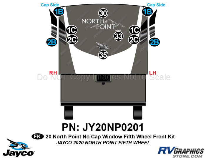 11 Piece 2020 North Point Fifth Wheel No Window Cap Front Graphics Kit