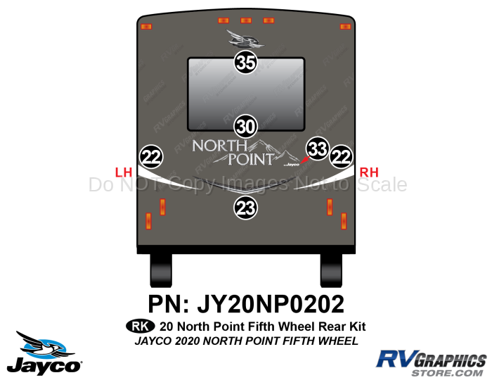 6 Piece 2020 North Point Fifth Wheel Rear Graphics Kit