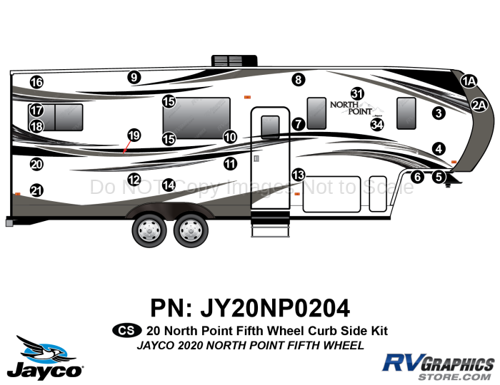 24 Piece 2020 North Point Fifth Wheel Curbside Graphics Kit