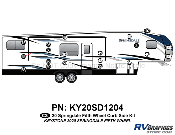 20 Piece 2020 Springdale Fifth Wheel Curbside Graphics Kit