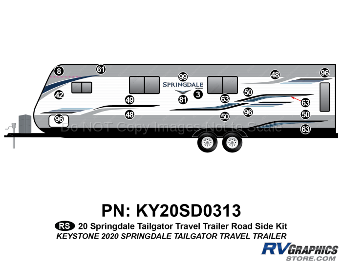 18 Piece 2020 Springdale Tailgator Travel Trailer Complete Graphics Kit