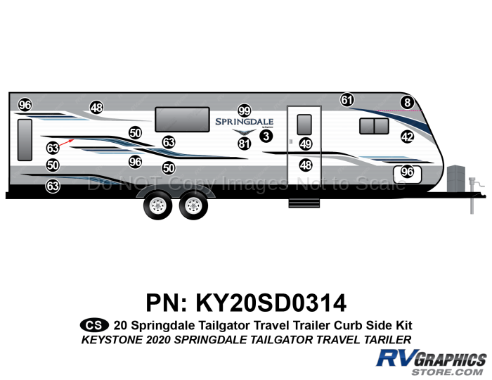 18 Piece 2020 Springdale Tailgator Travel Trailer Complete Graphics Kit
