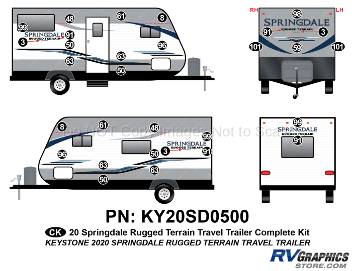 30 Piece 2020 Springdale Rugged Terrain Trailer Complete Graphics Kit
