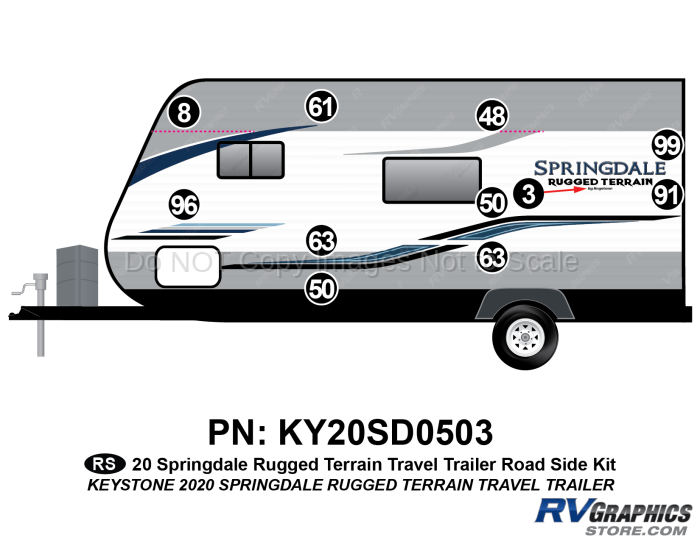 11 Piece 2020 Springdale Rugged Terrain Trailer Complete Graphics Kit