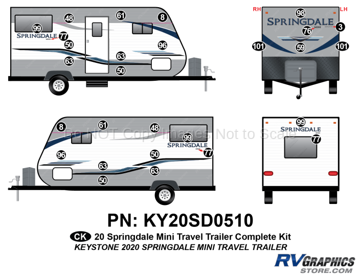 28 Piece 2020 Springdale Mini Trailer Complete Graphics Kit