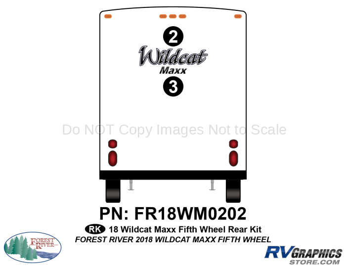 2 Piece 2018 Wildcat MAXX Fifth Wheel Rear Graphics Kit