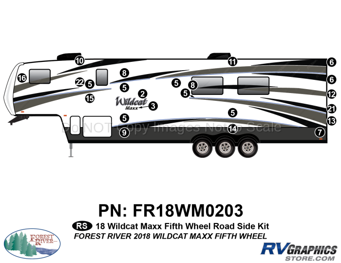 18 Piece 2018 Wildcat MAXX Fifth Wheel Roadside Graphics Kit