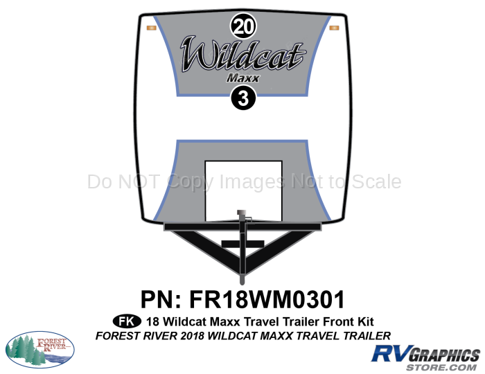 2 Piece 2018 Wildcat MAXX Travel Trailer Front Graphics Kit
