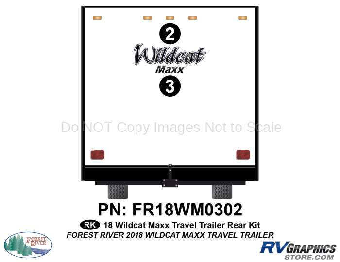 2 Piece 2018 Wildcat MAXX Travel Trailer Rear Graphics Kit