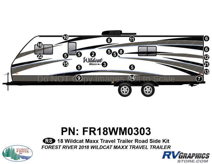 18 Piece 2018 Wildcat MAXX Travel Trailer Roadside Graphics Kit