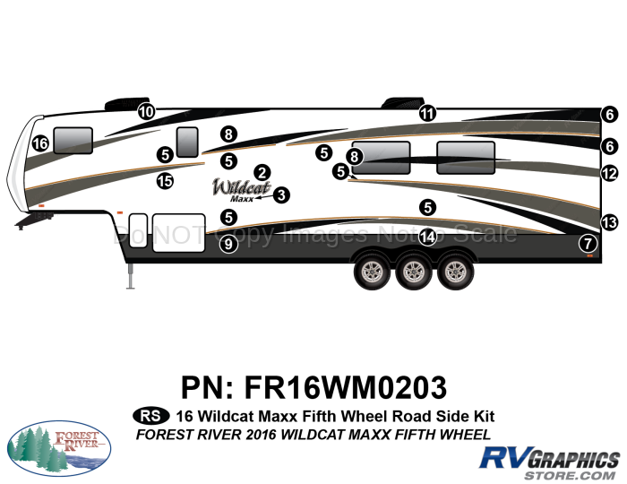 16 Piece 2016 Wildcat MAXX Fifth Wheel Roadside Graphics Kit
