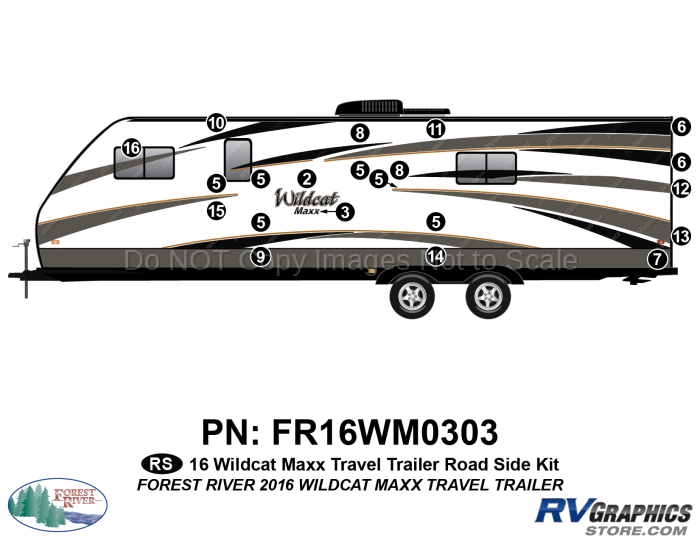 16 Piece 2016 Wildcat MAXX Travel Trailer Roadside Graphics Kit