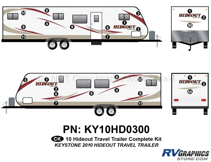 28 Piece 2010 Hideout Travel Trailer Complete Graphics Kit