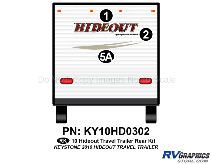 3 Piece 2010 Hideout Travel Trailer Rear Graphics Kit