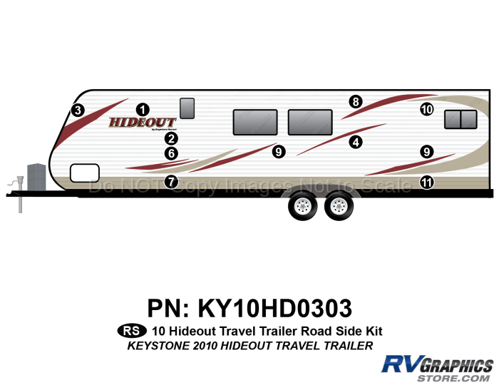 11 Piece 2010 Hideout Travel Trailer Roadside Graphics Kit