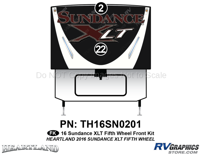 2 Piece 2016 Sundance XLT Fifth Wheel Front Graphics Kit