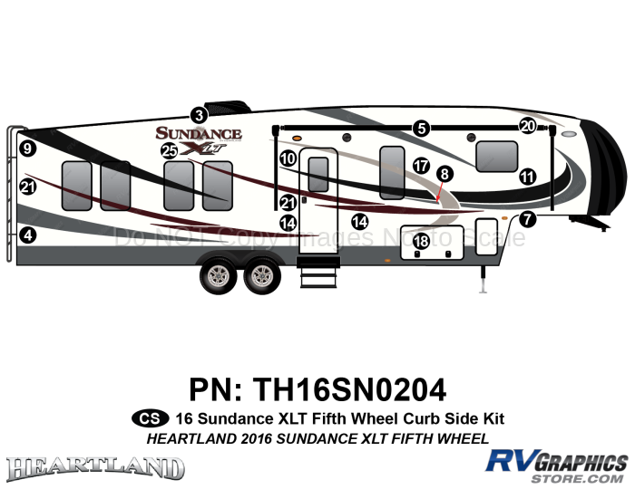 16 Piece 2016 Sundance XLT Fifth Wheel Curbside Graphics Kit