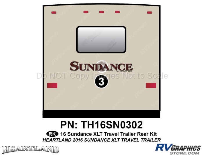 1 Piece 2016 Sundance XLT Travel Trailer Rear Graphics Kit