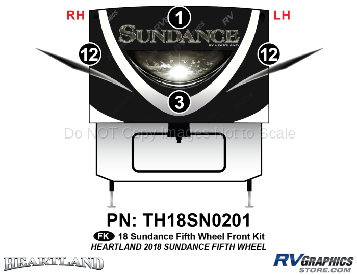 4 Piece 2018 Sundance Fifth Wheel Front Graphics Kit