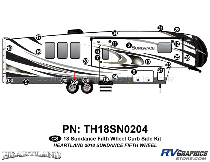 25 Piece 2018 Sundance Fifth Wheel Curbside Graphics Kit