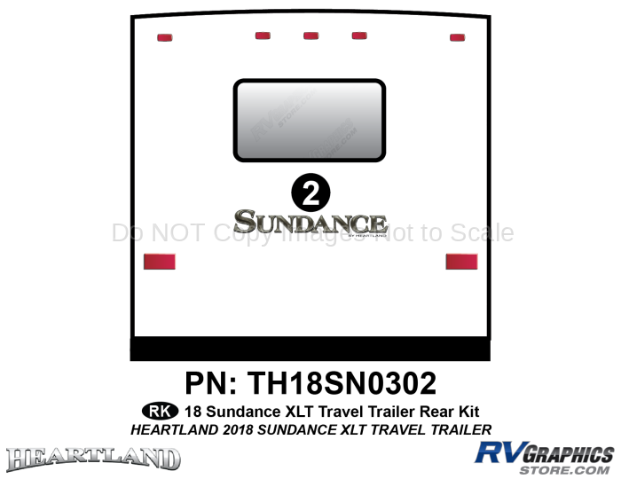 1 Piece 2018 Sundance XLT Travel Trailer Rear Graphics Kit