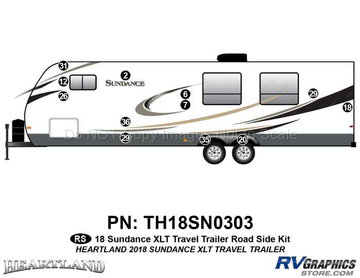 12 Piece 2018 Sundance XLT Travel Trailer Roadside Graphics Kit