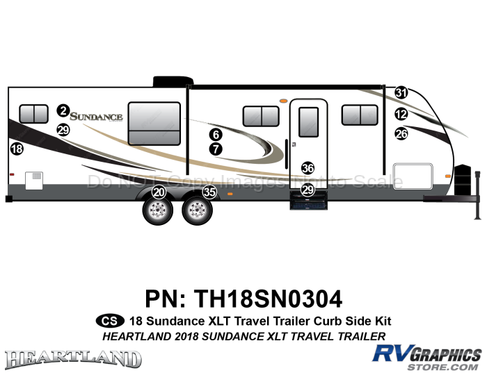 12 Piece 2018 Sundance XLT Travel Trailer Curbside Graphics Kit