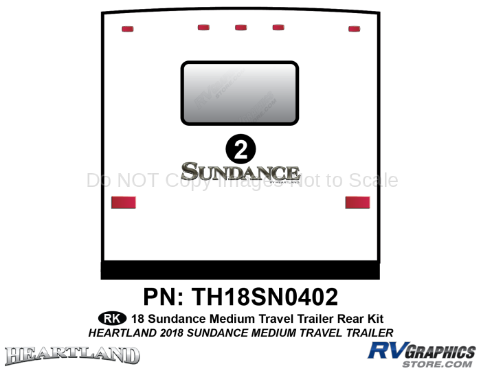 1 Piece 2018 Sundance Medium Travel Trailer Rear Graphics Kit