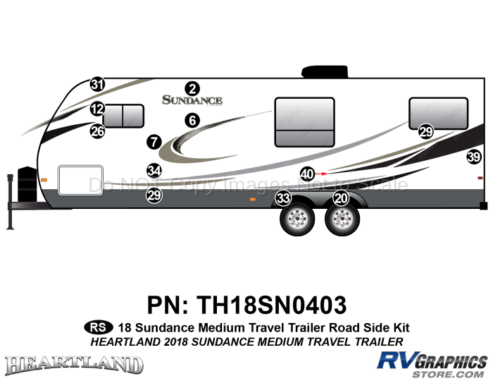 13 Piece 2018 Sundance Medium Travel Trailer Roadside Graphics Kit
