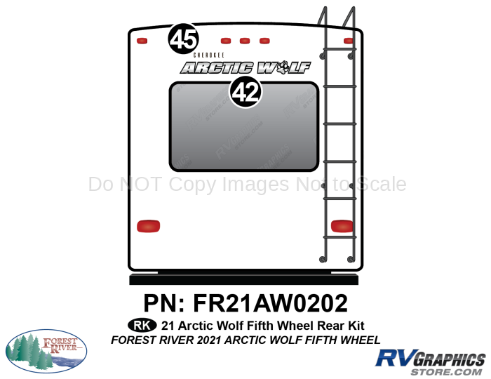 2 Piece 2021 Arctic Wolf Fifth Wheel Rear Graphics Kit