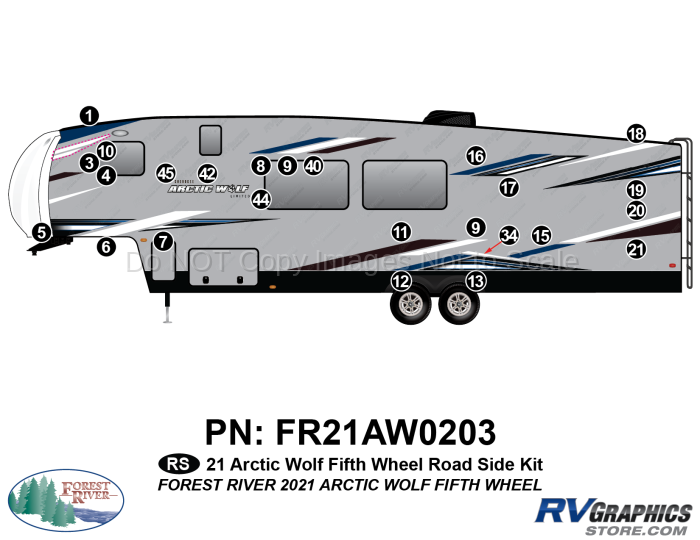 25 Piece 2021 Arctic Wolf Fifth Wheel Roadside Graphics Kit
