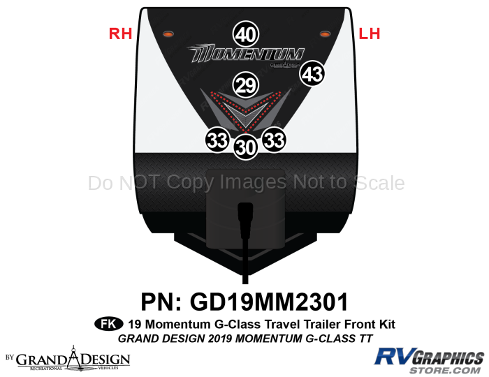 6 Piece 2019 Momentum G-Class Travel Trailer Front Graphics Kit