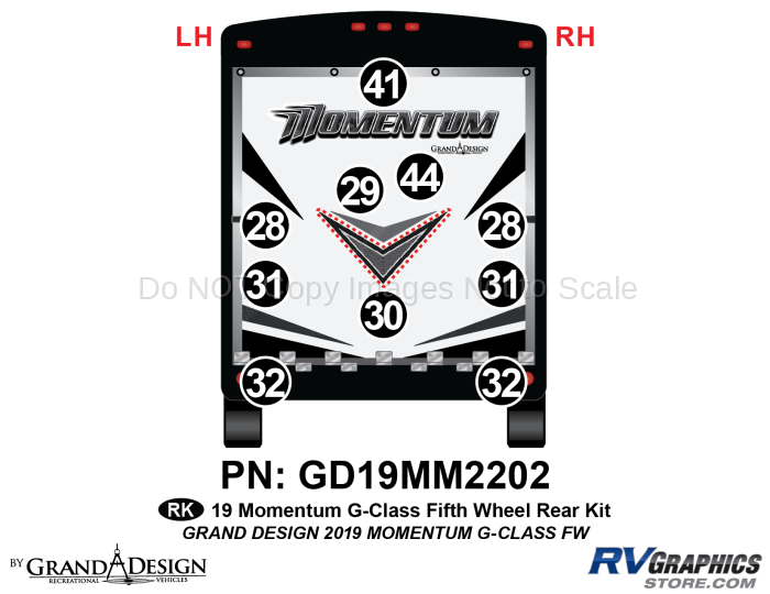 10 Piece 2019 Momentum G-Class Fifth Wheel Rear Graphics Kit