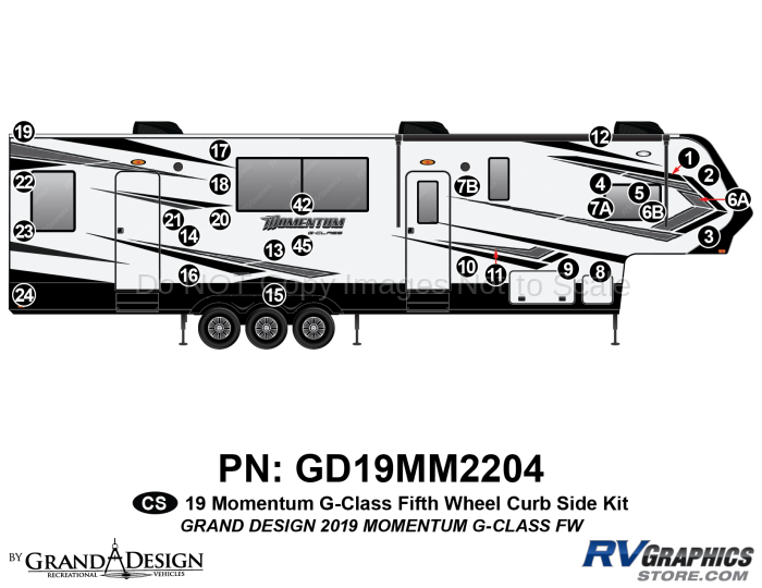 28 Piece 2019 Momentum G-Class Fifth Wheel Curbside Graphics Kit