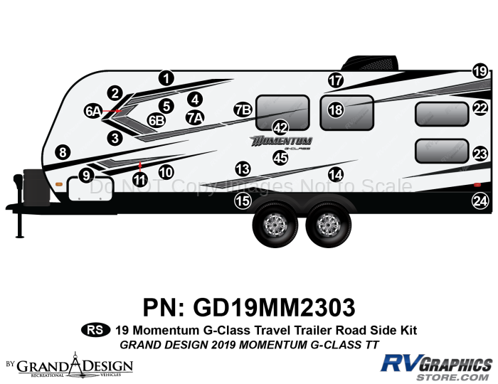 24 Piece 2019 Momentum G-Class Travel Trailer Roadside Graphics Kit