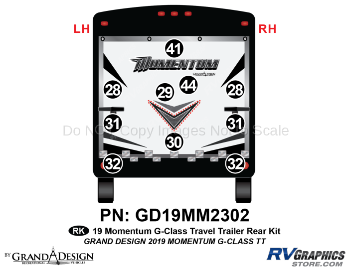 10 Piece 2019 Momentum G-Class Travel Trailer Rear Graphics Kit
