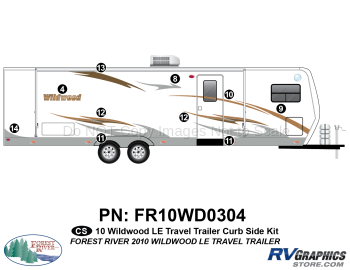 10 Piece 2010 Wildwood Travel Trailer Curbside Graphics Kit