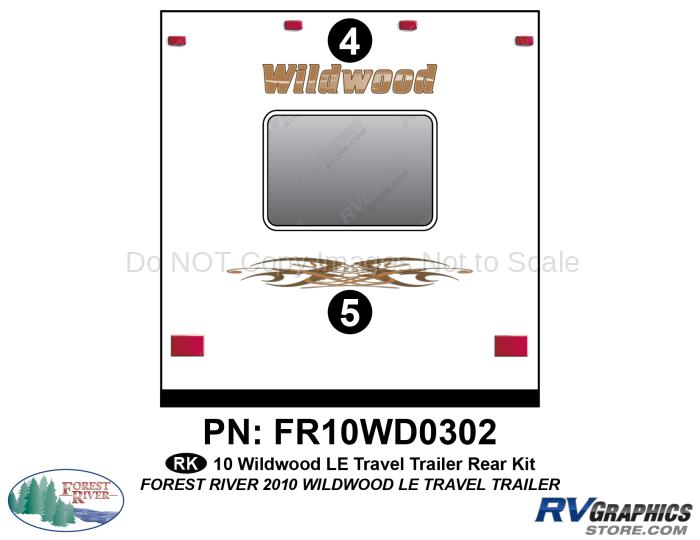 2 Piece 2010 Wildwood Travel Trailer Rear Graphics Kit