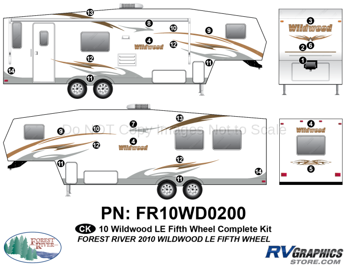 26 Piece 2010 Wildwood Fifth Wheel Complete Graphics Kit