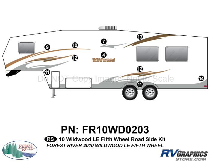 10 Piece 2010 Wildwood Fifth Wheel Roadside Graphics Kit