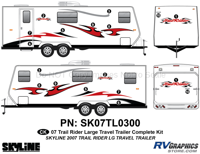 18 Piece 2007 Trailrider Lg Travel Trailer Complete Graphics Kit