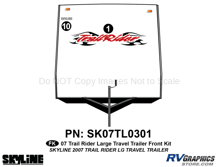 2 Piece 2007 Trailrider Lg Travel Trailer Front Graphics Kit