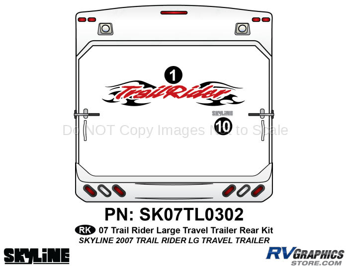 2 Piece 2007 Trailrider Lg Travel Trailer Rear Graphics Kit