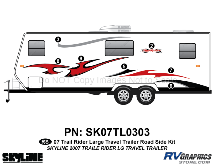 7 Piece 2007 Trailrider Lg Travel Trailer Roadside Graphics Kit