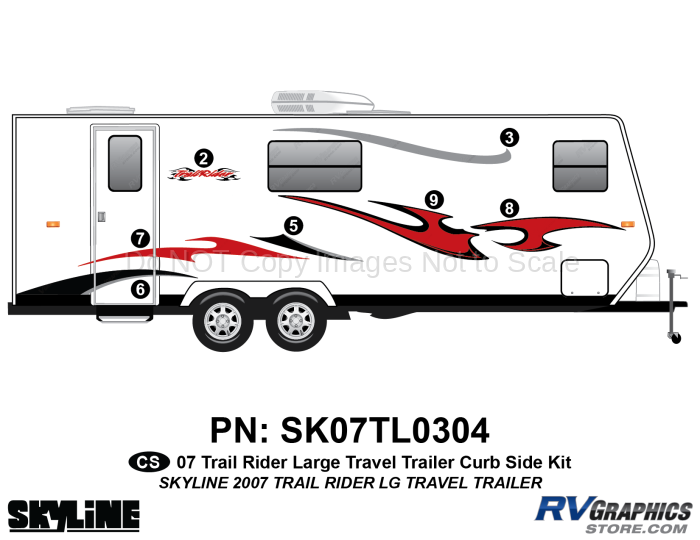 7 Piece 2007 Trailrider Lg Travel Trailer Curbside Graphics Kit