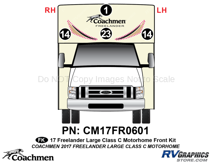 4 Piece 2017 Freelander Long Motorhome Front Graphics Kit